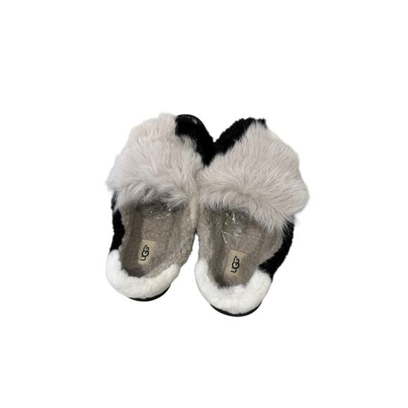 Ugg Australia Patchwork Fluff Slipper Slide Sheepskin Gray Black Womens 9 - Picture 8 of 9